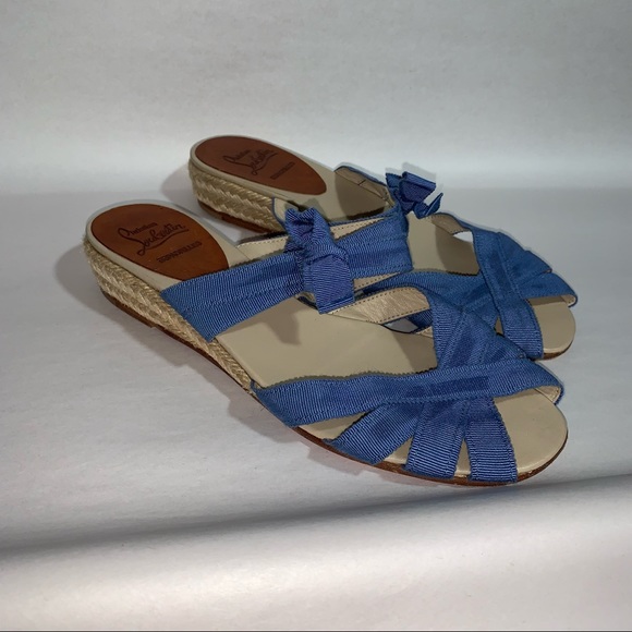 CHRISTIAN LOUBOUTIN size 35 rope wrapped wedge mule ESPADRILLES - Picture 6 of 10